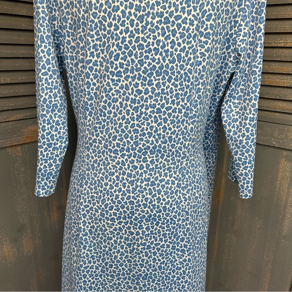 J. McLaughlin Faux Wrap Panama Dress Blue Cheetah Sz XL - Picture 14 of 16